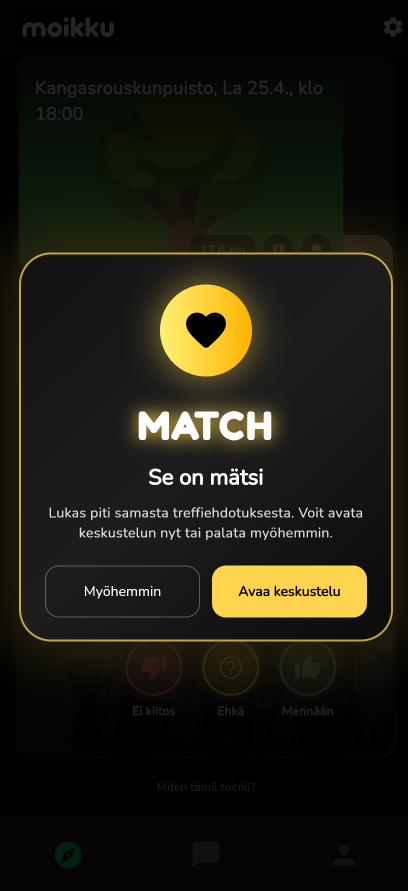 Moikun match-näkymä